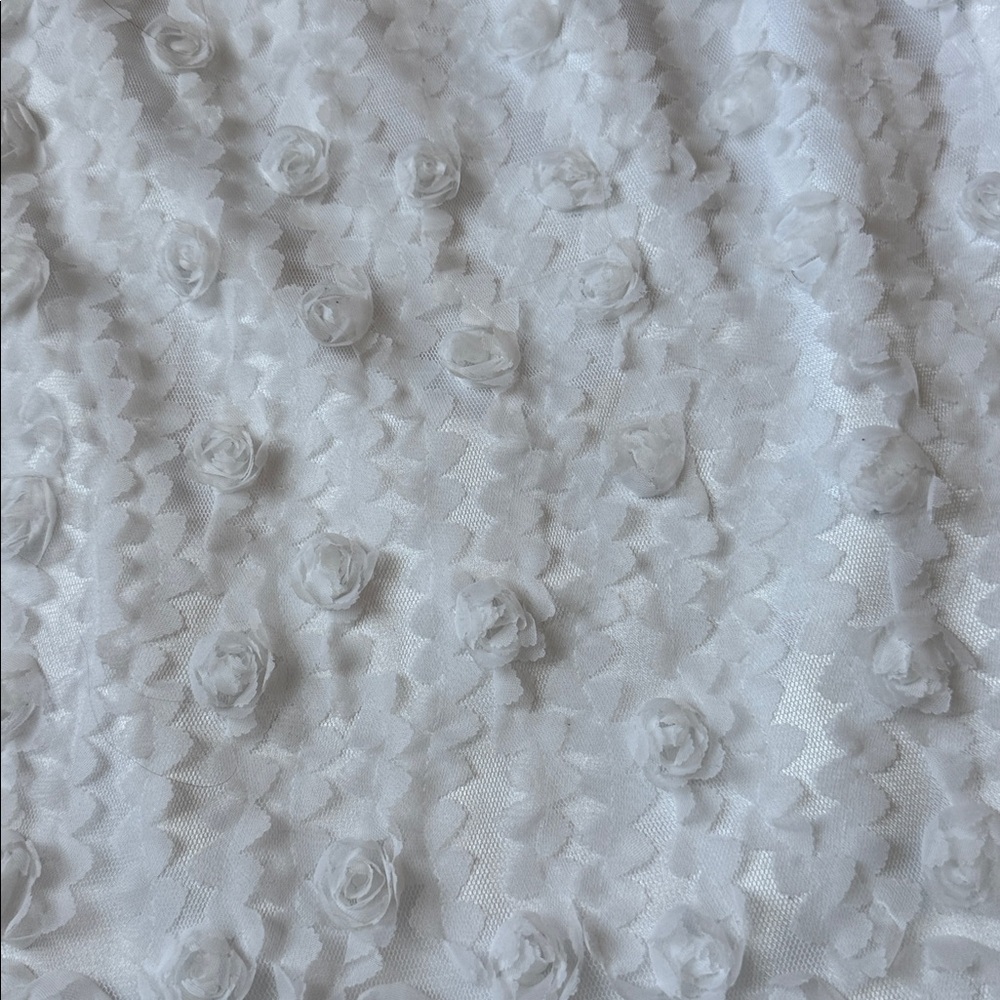 Dresses by Nubiano White 3D Floral Rosette Dress & Shrug Bolero Set Size 14 - Picture 6 of 11